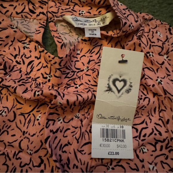 NWT Miss Selfridge ASOS Pink Floral Vintage Retro Style Blouse - Small 6 1940s - Picture 3 of 5